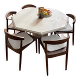 Octagonal travertine table