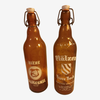 Old screen-printed beer bottles