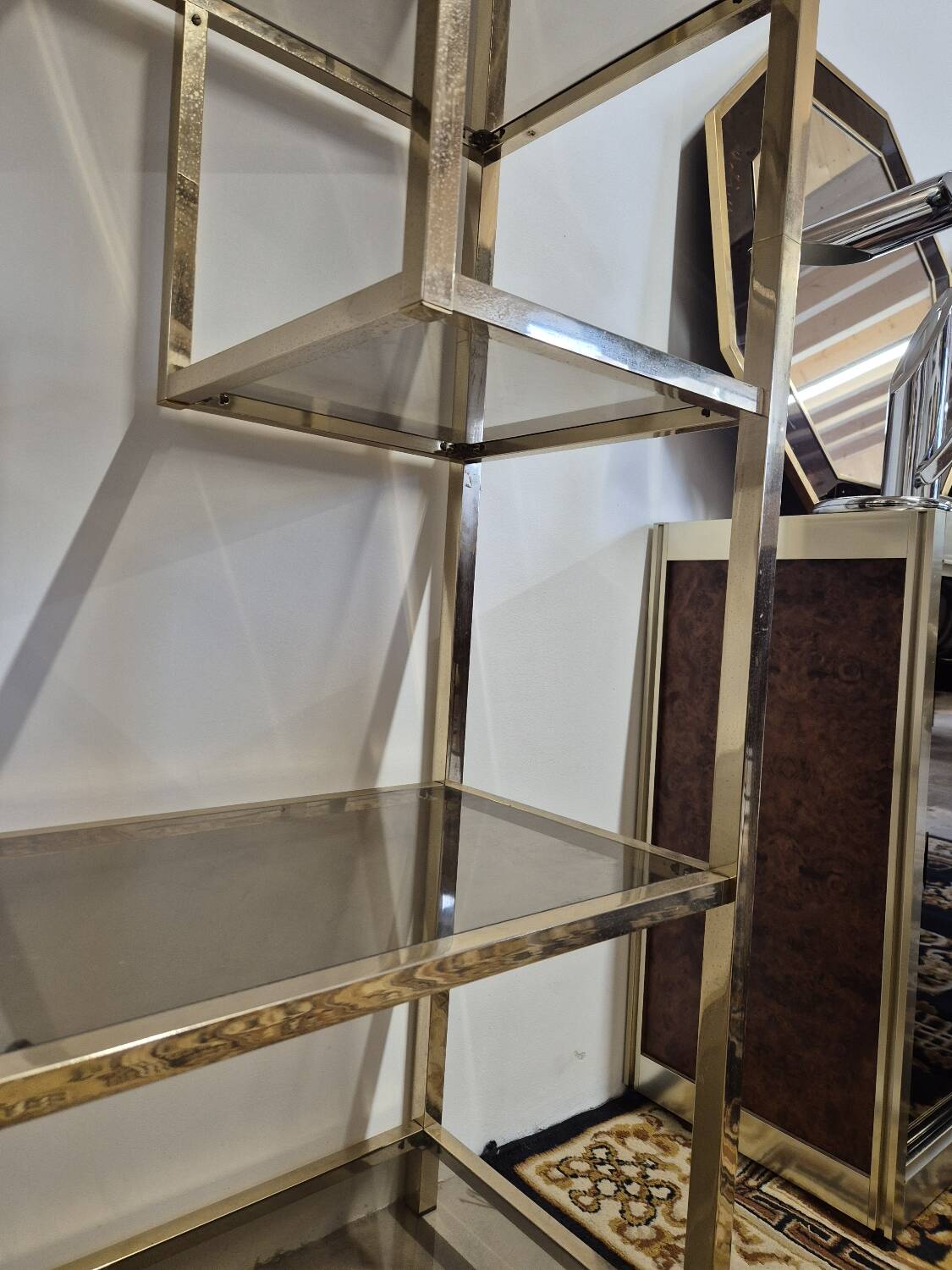 Vintage 1970s golden designer shelf