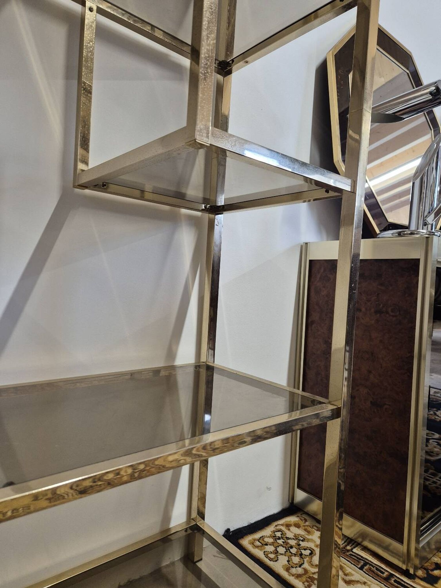 Vintage 1970s golden designer shelf