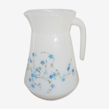 Carafe en opaline Arcopal myosotis Veronica années 70