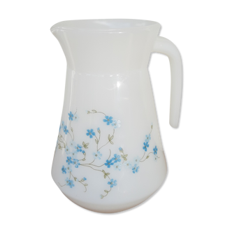 Carafe en opaline Arcopal myosotis Veronica années 70