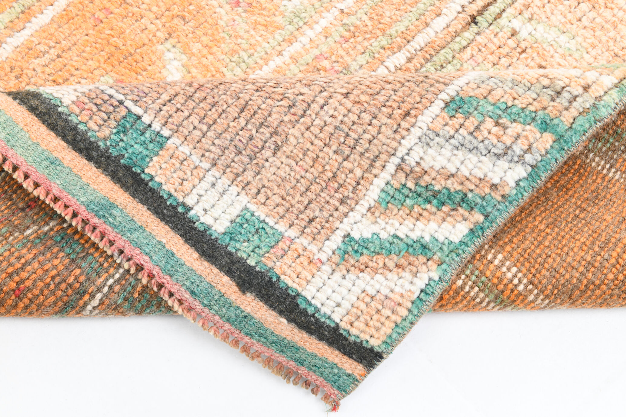 3x12 pale orange herki runner rug 99x380cm