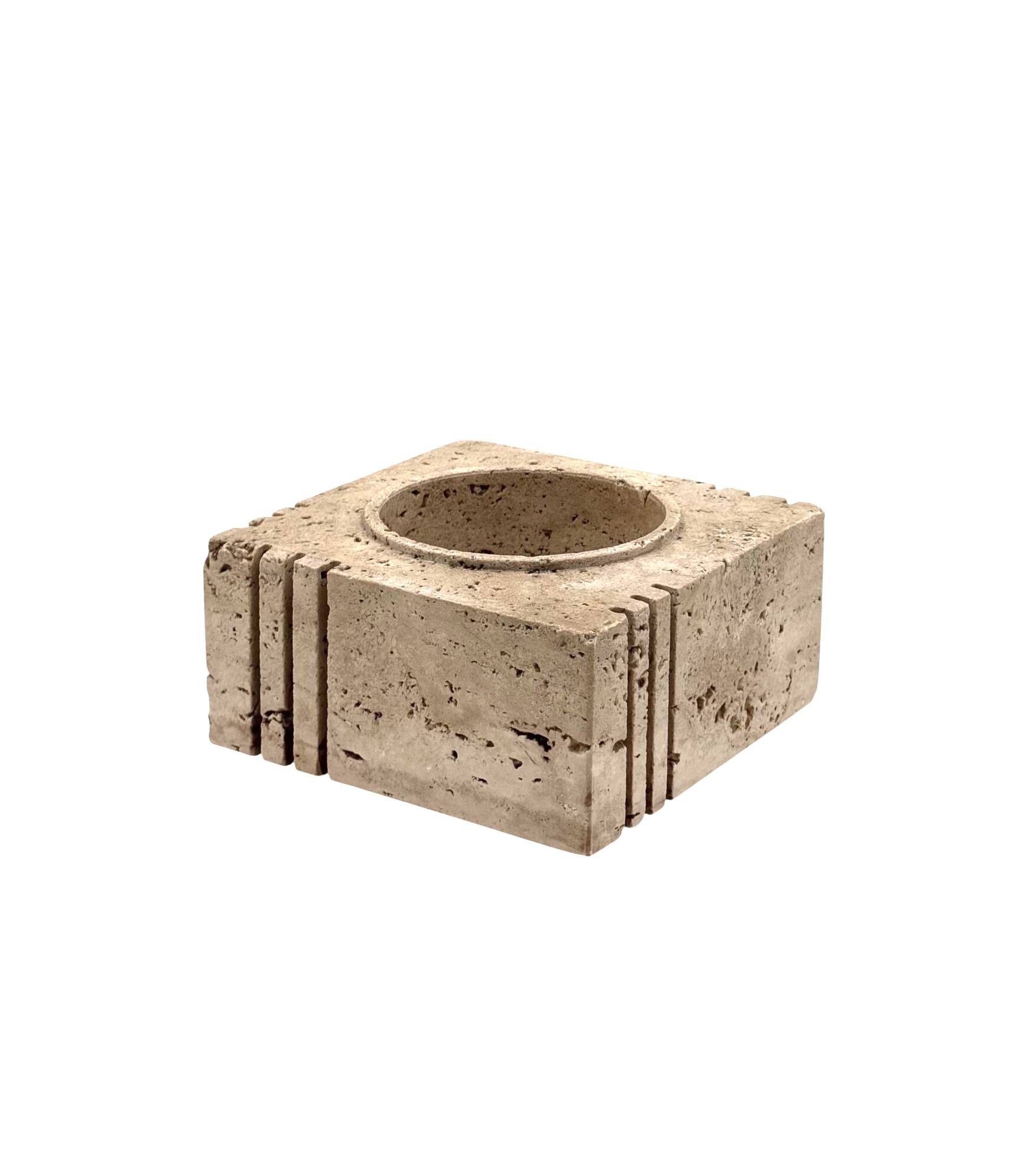 Travertine cubic vide poche / ashtray, Cerri Nestore, Italy, 1970s