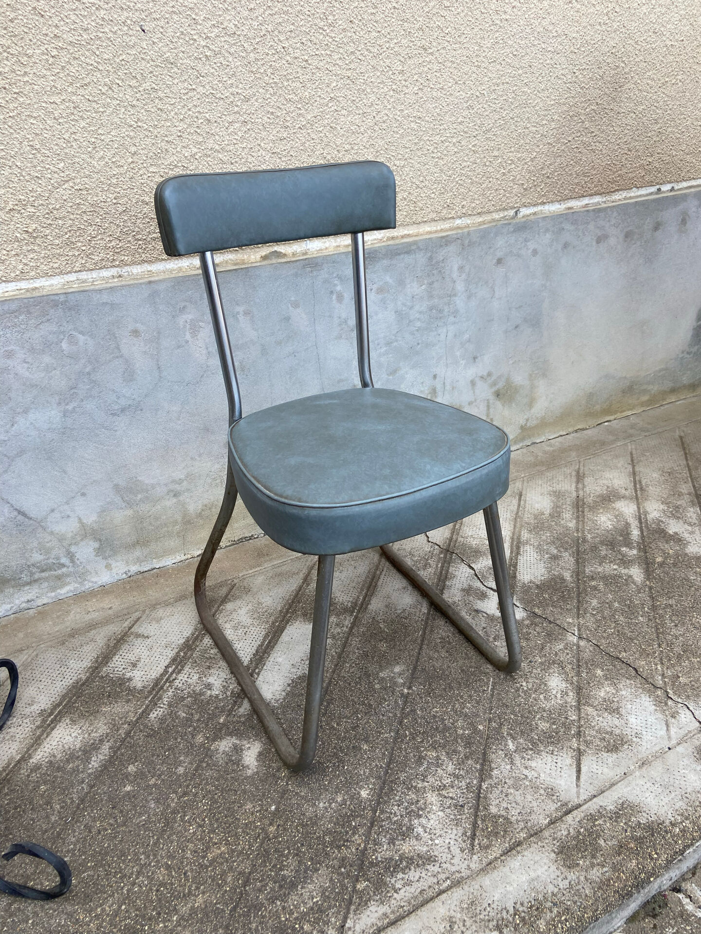 Blue-grey industrial office chair