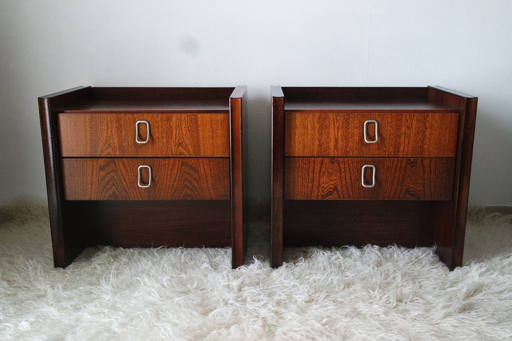 Pair of vintage vintage wood retro bedsides