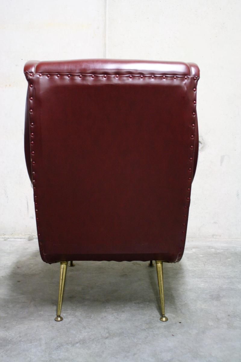 Pair of armchairs vintage with feet brass Italy 1960 s