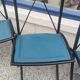 5 Bella folding chairs in steel and petrol blue leather by Maison Cattelan