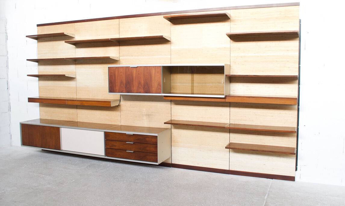 Système mural modulable à panneaux palissandre Georges Frydman années 70 efa éditeur