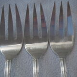 Fish service and its 6 silver-plated cutlery, crossed ribbon model