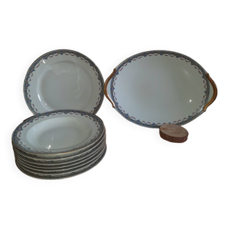 Raynaud et cie service de 7 assiettes et 2 plats