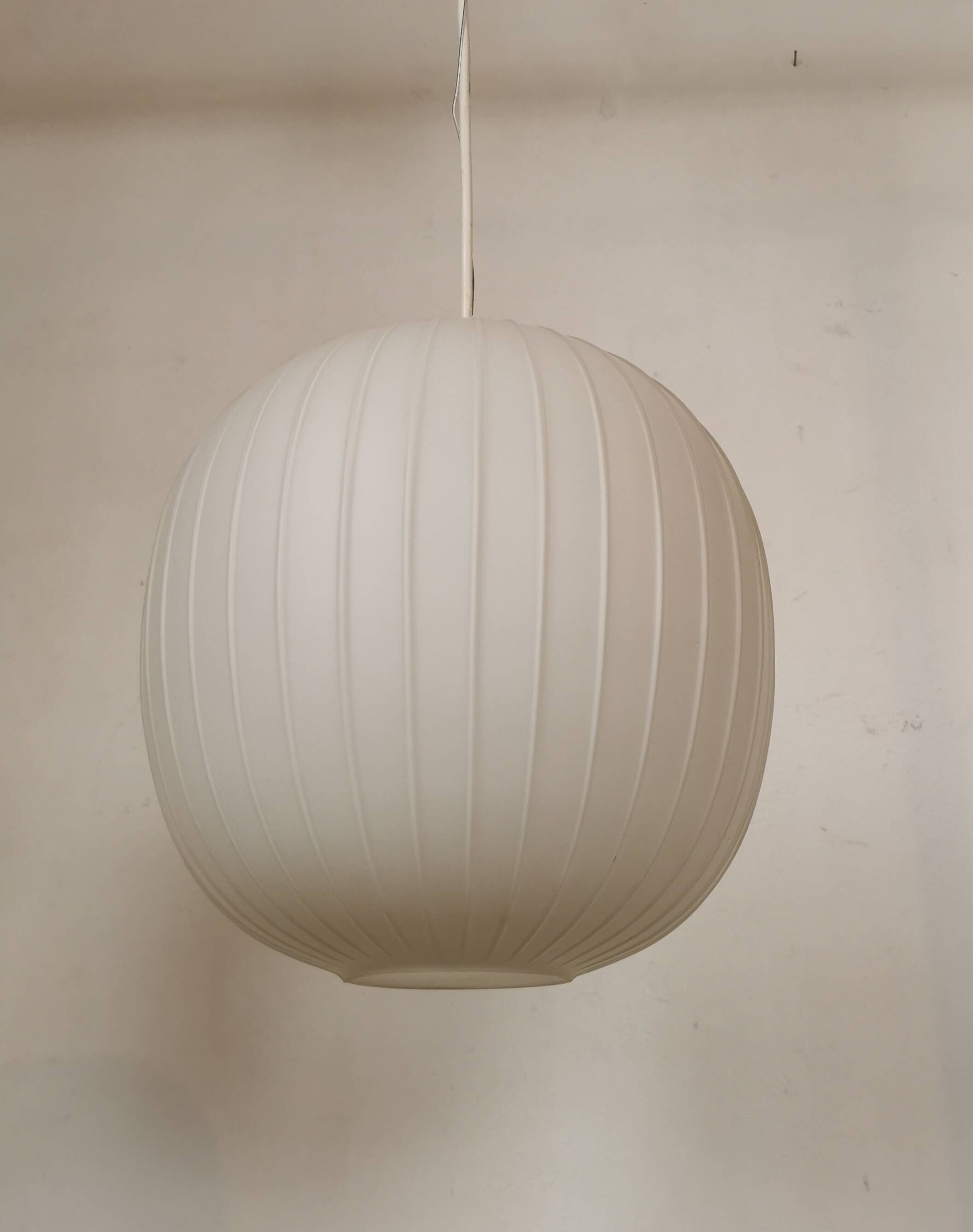 White opaline ball pendant light from the 50s