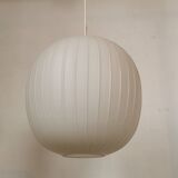 White opaline ball pendant light from the 50s