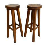 Pair of high solid wood bar stools