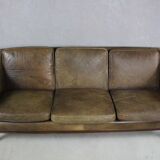 Brown Leather And Rosewood Sofa By Vatne Mobler, Norway 1970s