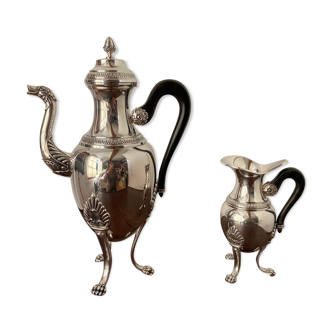 Coffee maker and its silver metal empire creamer