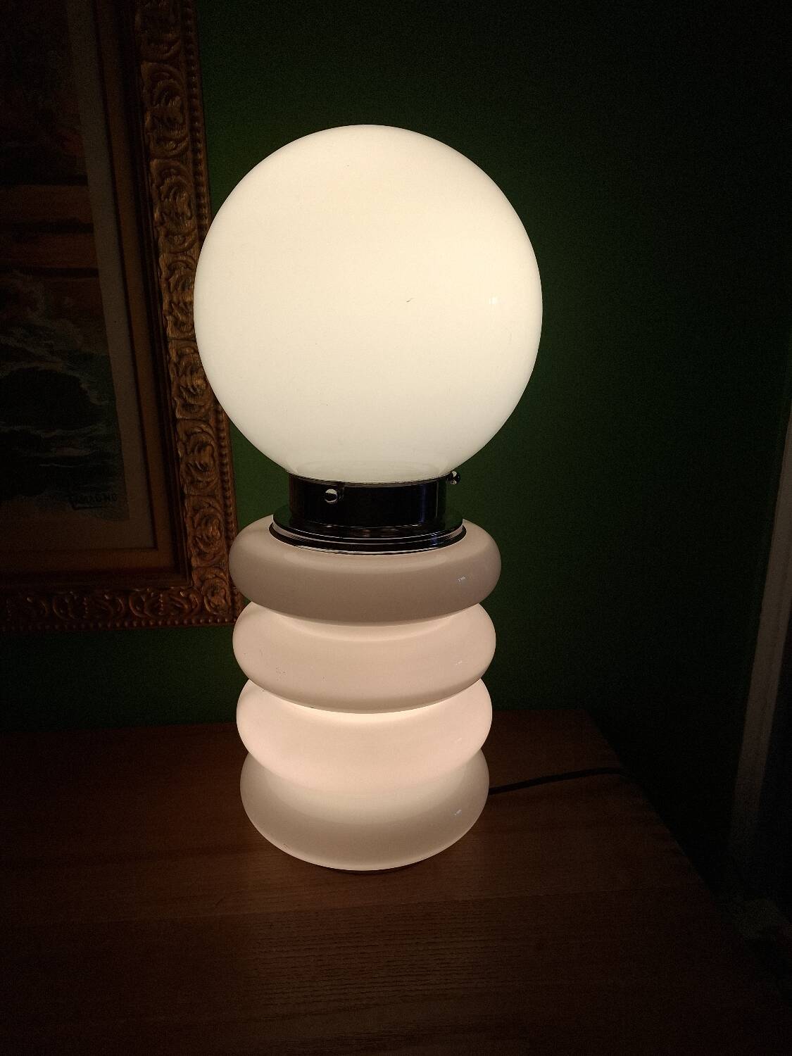 Opaline lamp in Murano glass, Mazzega, Carlos Nason