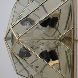 Mid-Century Modern Italian Brass and Frosted Glass Ceiling Lights, '70