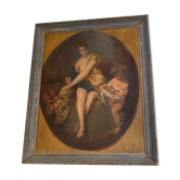 Huile sur toile femme et enfant