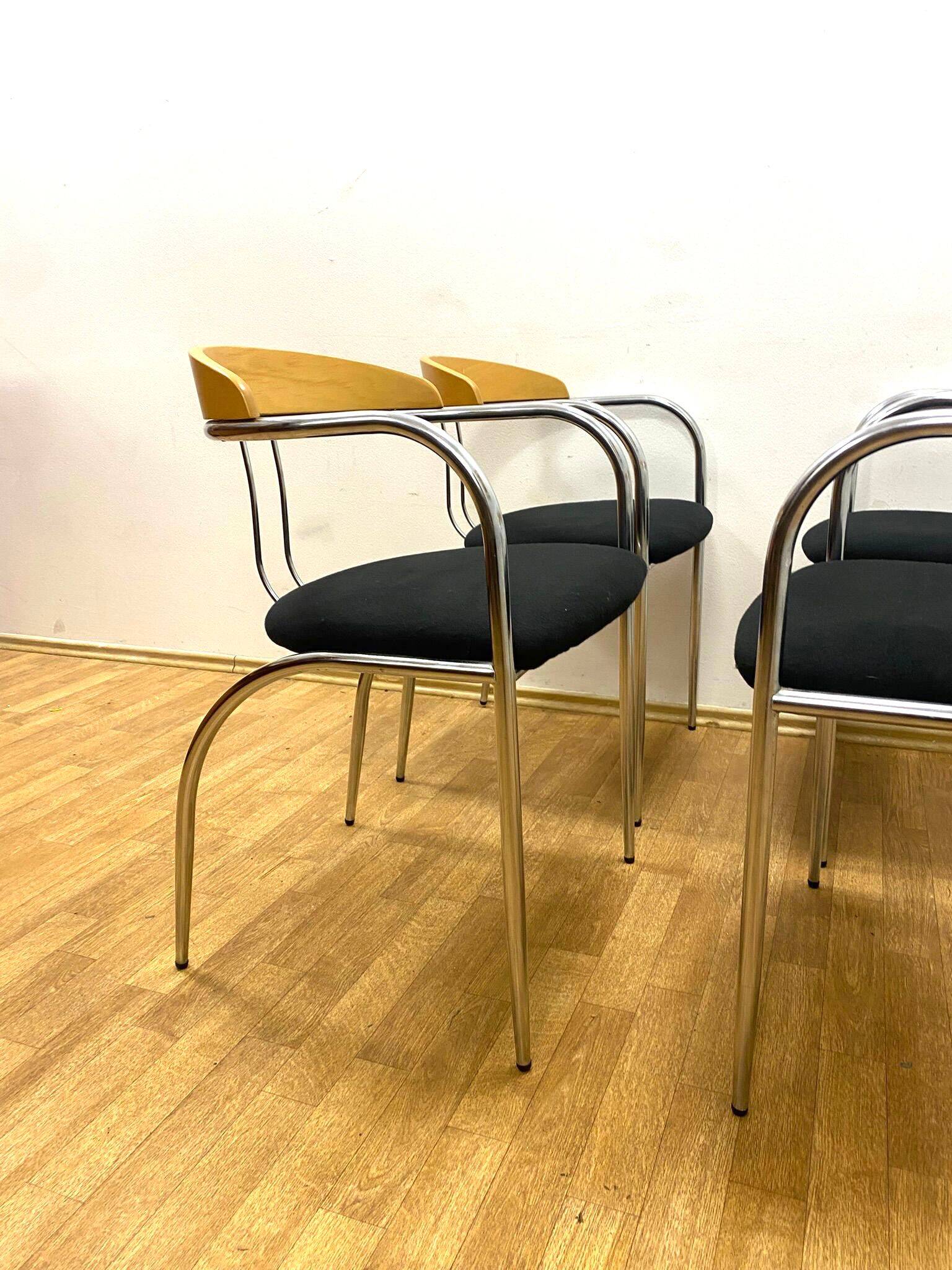 Ensemble de salle à manger rétro, structure tubulaire chromée, années 1970