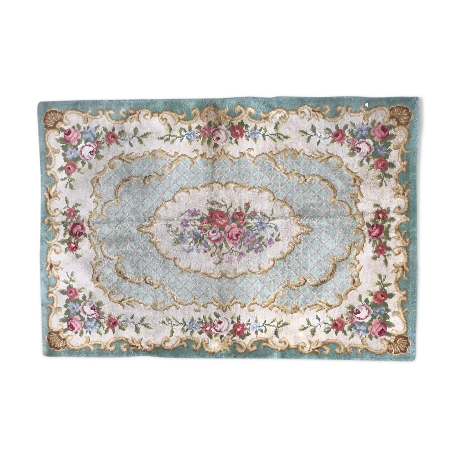 French carpet savonnerie Aubusson handmade 140x202 cm