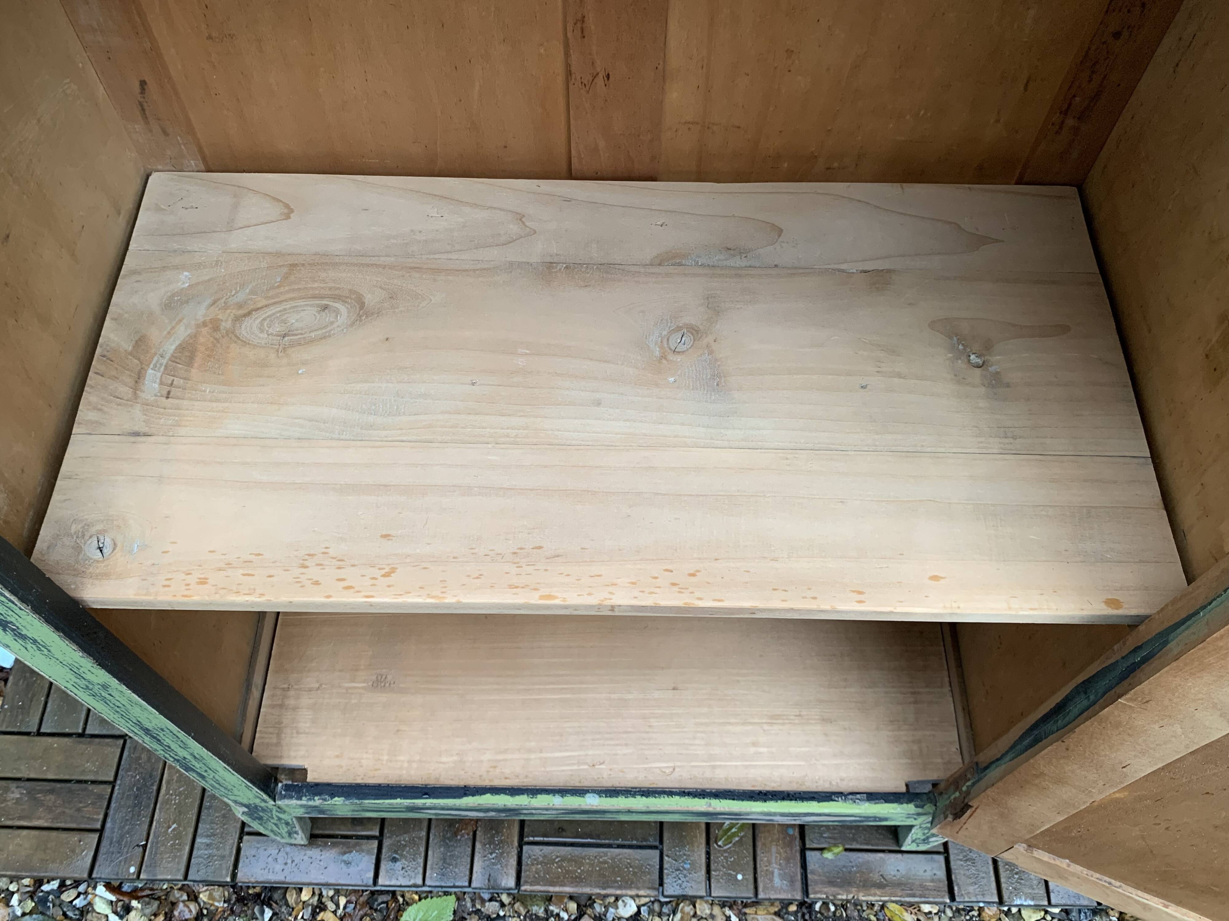 Antique Parisian bonnet wardrobe with khaki patina