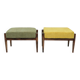 Scandinavian green/yellow corduroy stool Set of 2