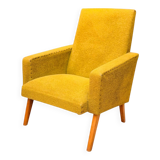 Vintage 60s armchair in cumin yellow terry fabric