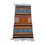 Carpet kilim orange blue white handmade, 120x65cm