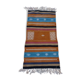 Tapis kilim orange bleu blanc fait à la main, 120x65cm