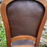 6 Louis XVI style chairs in solid beech and Cordoba leather, 1900