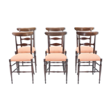 Rare Set of 6 chairs Campanino Chiavari walnut by Fratelli Levaggi 1950