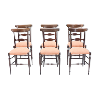 Set de 6 chaises Campanino Chiavari en noyer par Fratelli Levaggi 1950