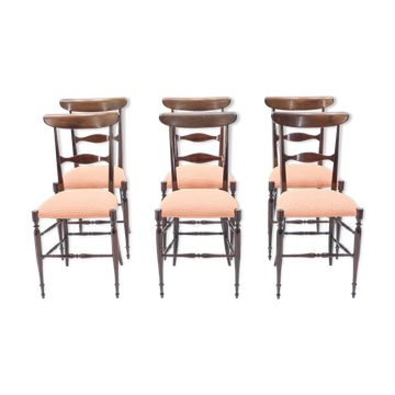 Set de 6 chaises Campanino Chiavari en noyer par Fratelli Levaggi 1950