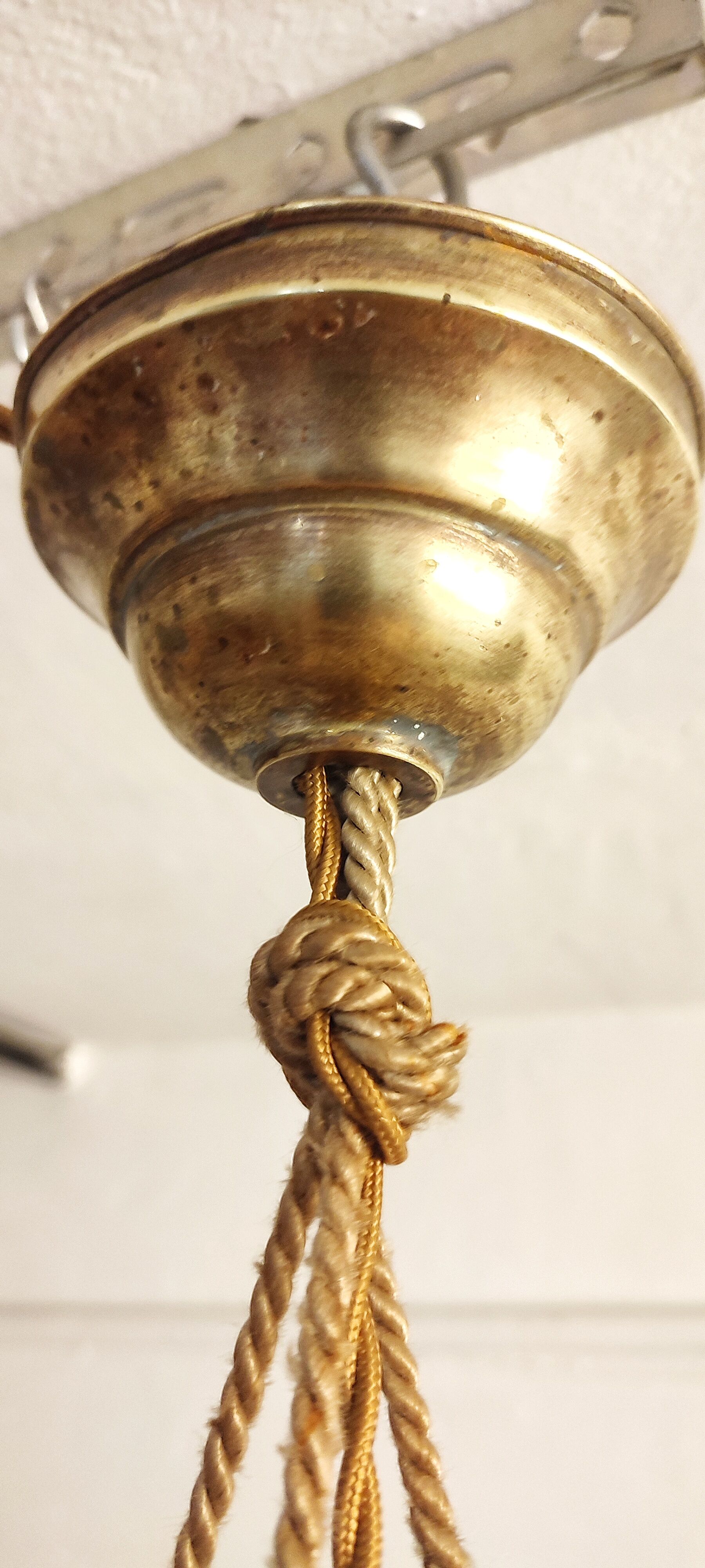Ceiling lamp made of satin fabric and crystals, Spain, 1940