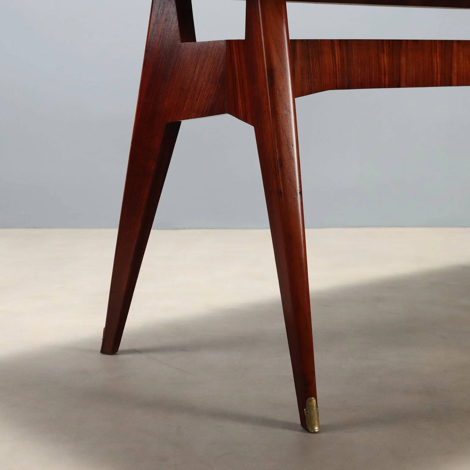Vintage table in exotic wood and glass, Italian design, 1950s-1960s.