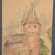 French school 20th century "The castle tower" watercolor