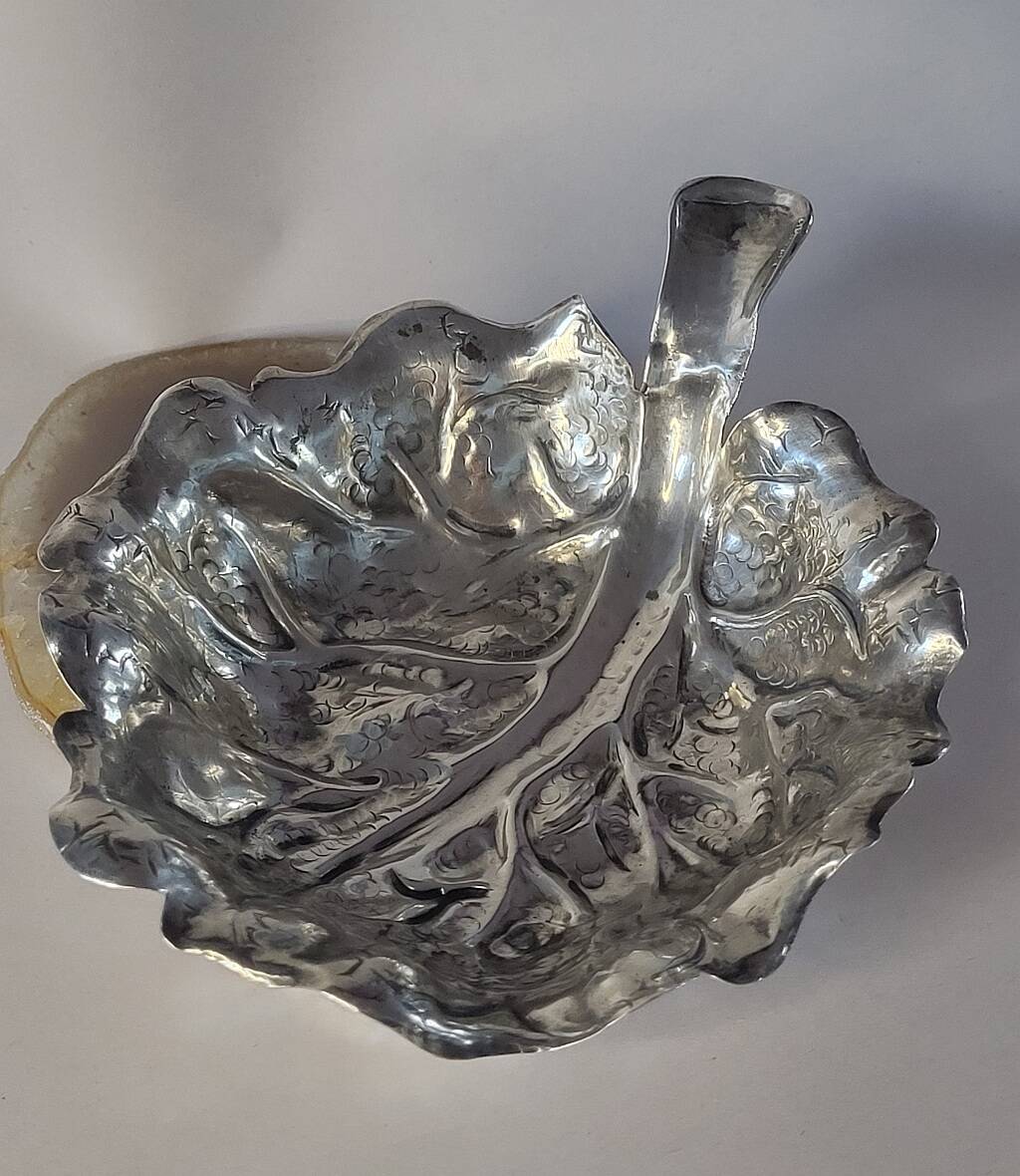 Fratelli Lisi Sterling Silver Leaf Shaped Dish Italian