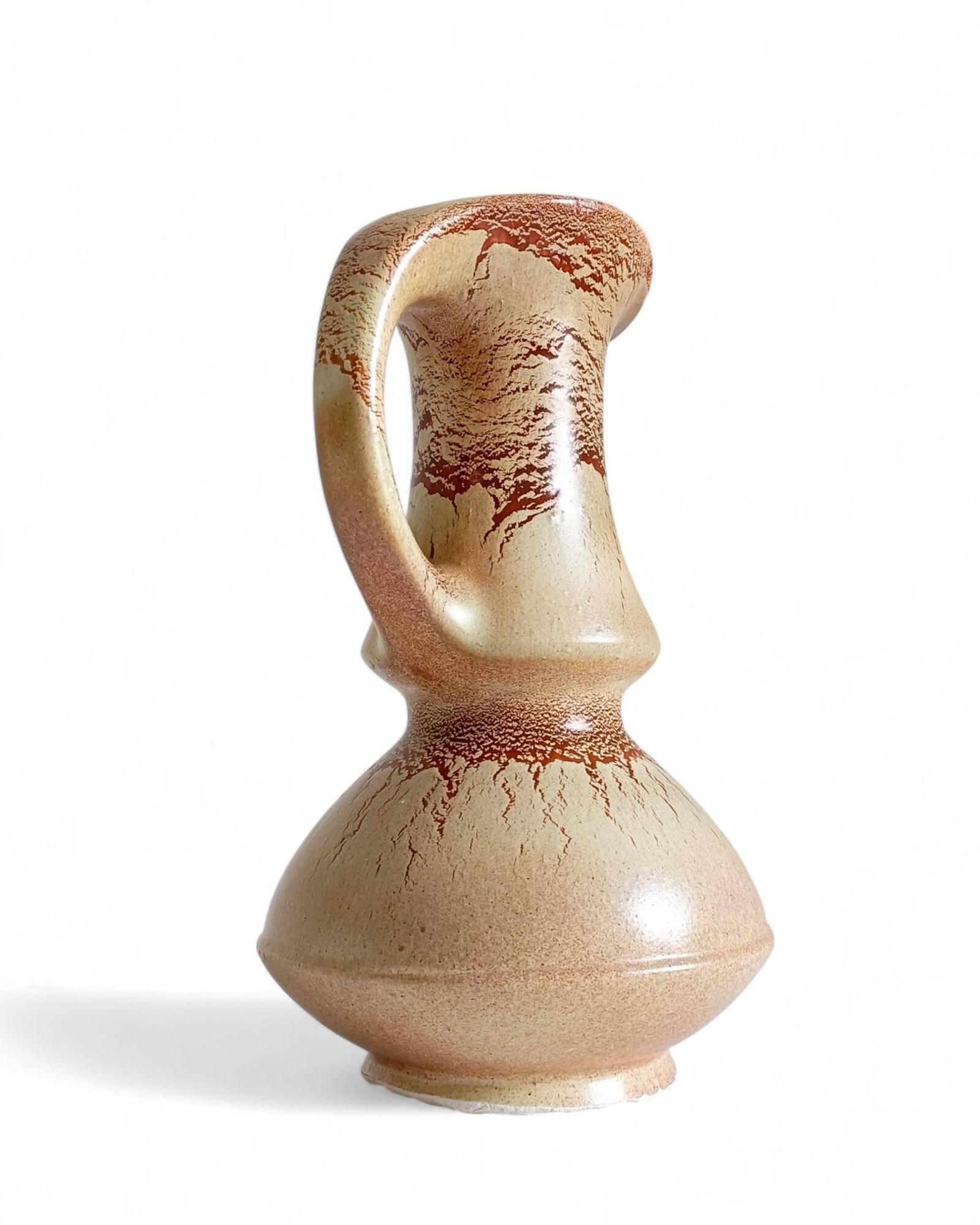 Mid-Century Ceramic Jug Vase by Roberto Rigon for Bertoncello, Signed, 1960s