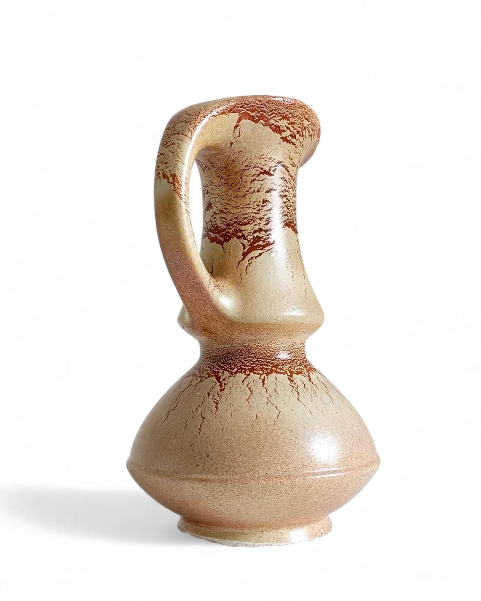 Mid-Century Ceramic Jug Vase by Roberto Rigon for Bertoncello, Signed, 1960s