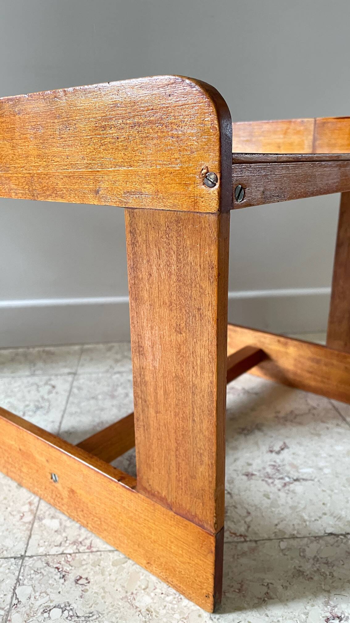 Geometric coffee table wood vintage honey