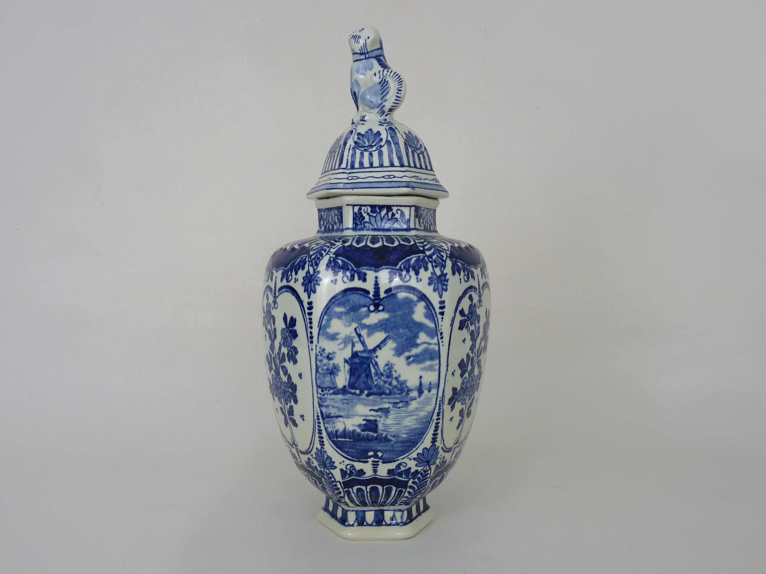 Boch Delfts blue and white sphinx vase, Holland, 50s