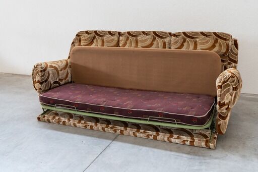 Canapé-lit 3 places avec 2 fauteuils, années 1970