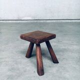 Small Tripod Oak Side Table / Stool, Belgium, 1950s