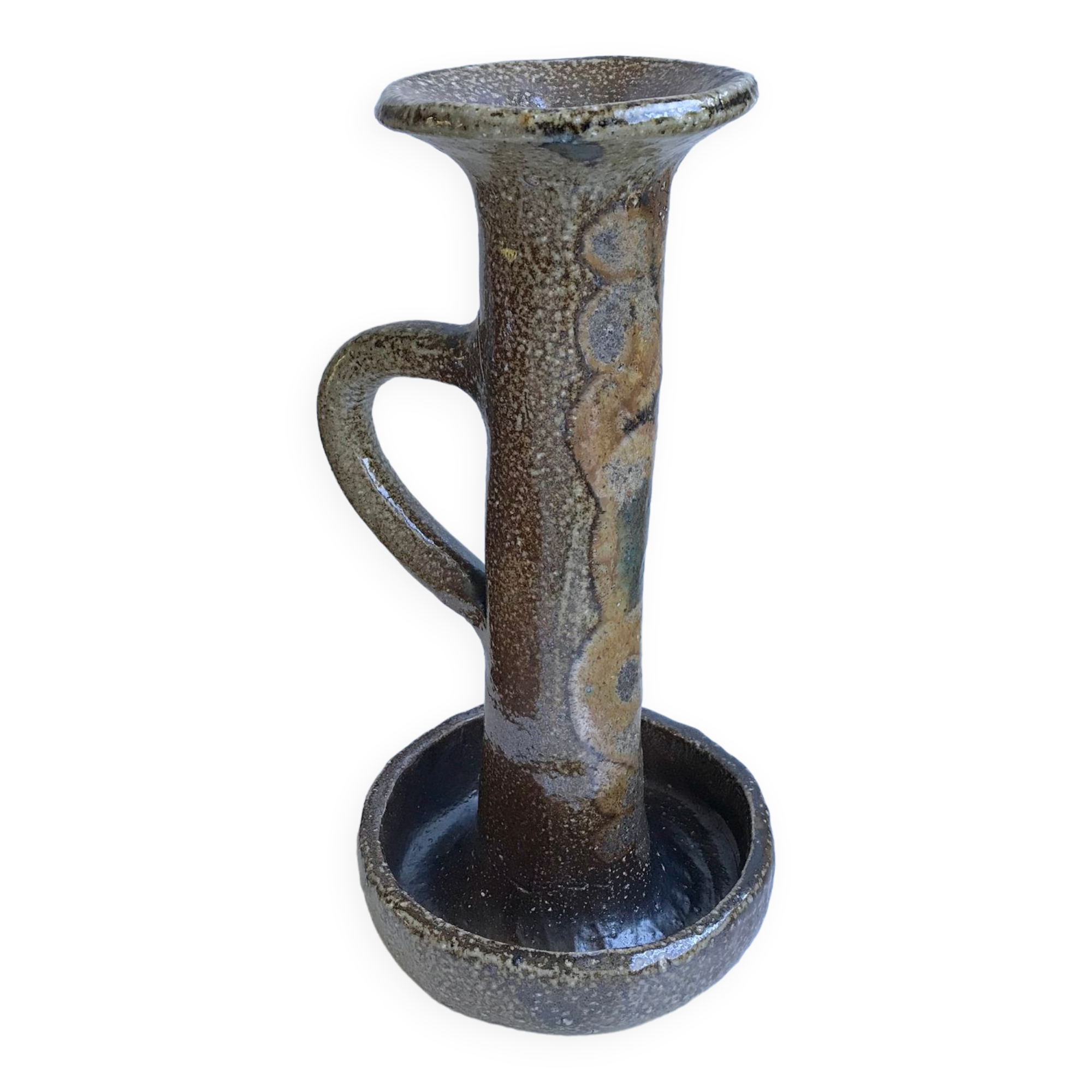 Huge candle holder in pottery / glazed ceramics 60s-70s