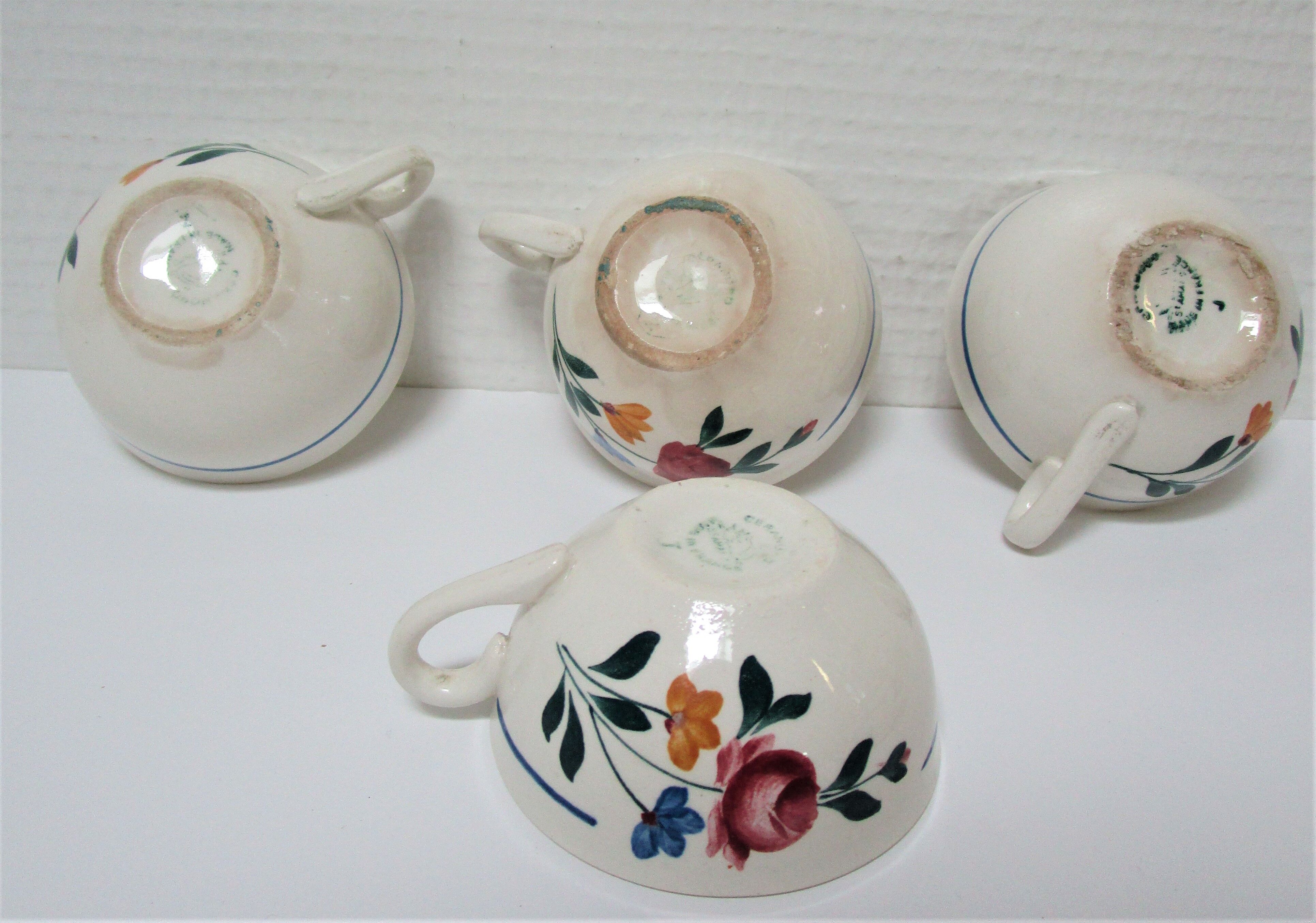 tea or coffee set model Gilberte earthenware Saint Amand floral decoration