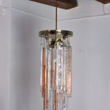 Poliarte chandelier by albano poli, pink and transparent murano glass, italy, 1970