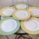 Set of 4 flat plates Saint-Amand pastel yellow and almond green 60s