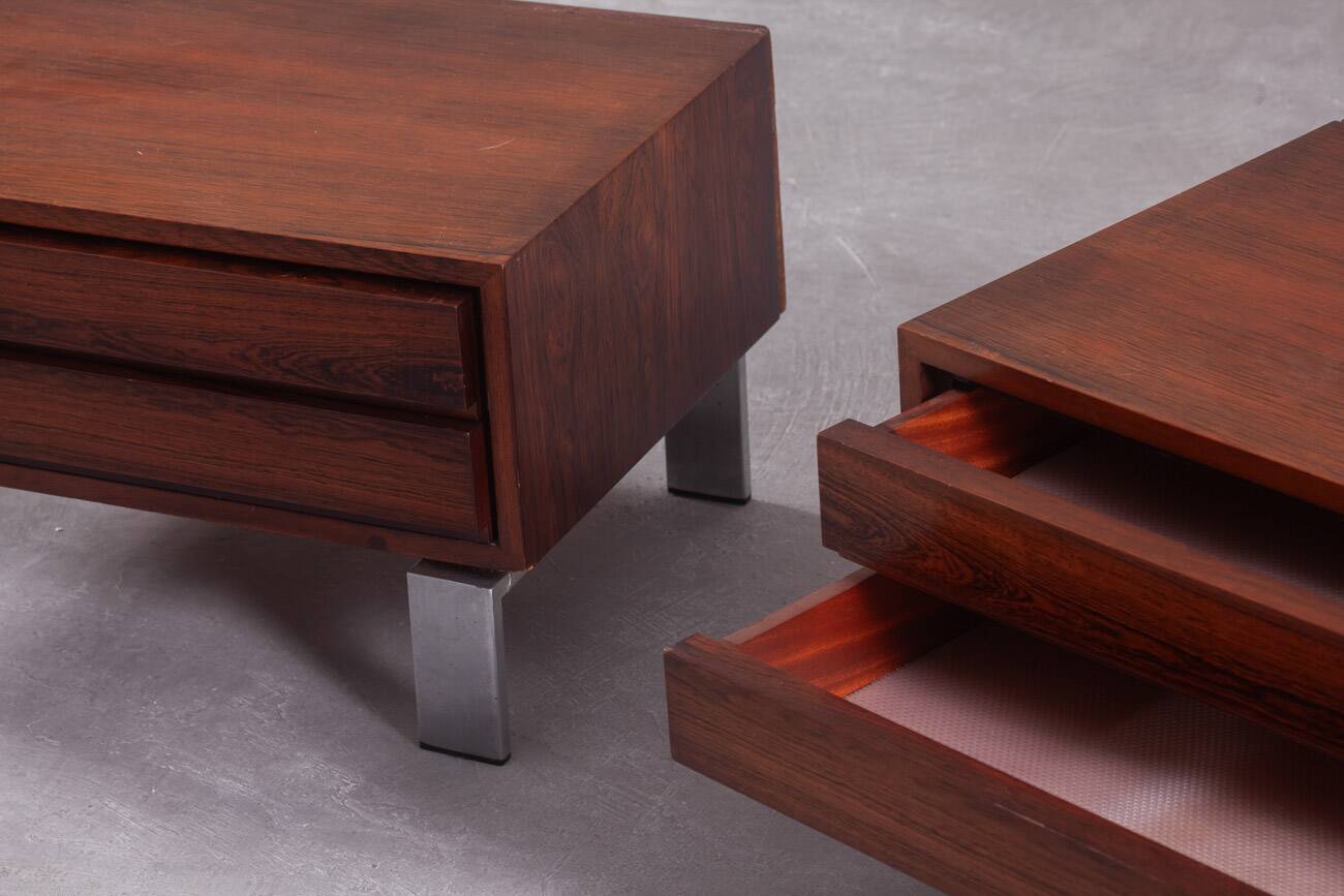 Vintage rosewood nightstands, Denmark, 1970s set of 2