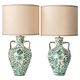 Spanish Revival Ceramic Table Lamp Pair from Granada, New Linen Lampshades